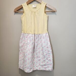 Hanna Andersson Girls Yellow Pink Green Mixie Tank Dress Pockets Size 8 / 130